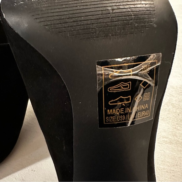 Qupid Open Toe Mules Velvet Black Size 9 - Picture 11 of 12